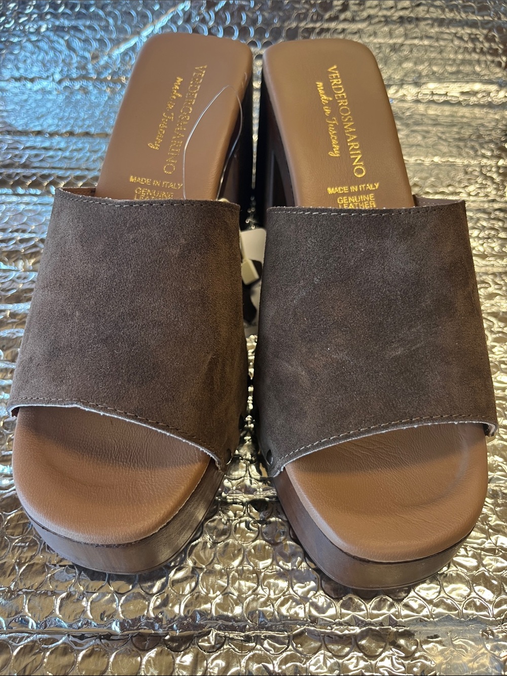 Brown Suede Slide Mules